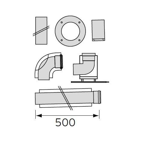 Vaillant Set di raccordo base condotto aria/fumi, PP, 80/125 mm, 303250