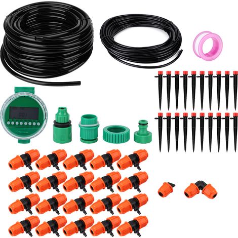 Kit d'arrosage goutte à goutte de 20 m avec programmateur d'irrigation et 8 sorties pour jardin (1/5)