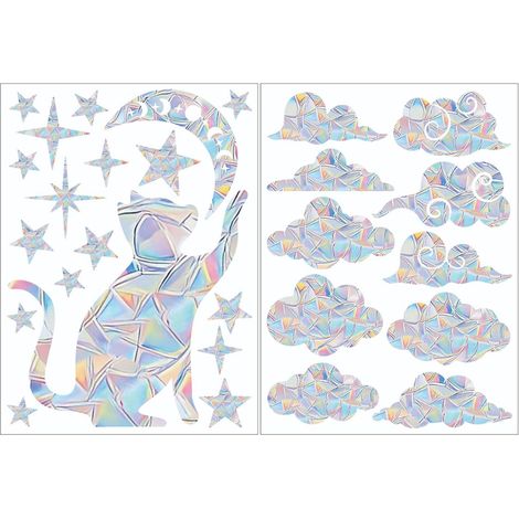 10 Stickers fenêtre, prisme arc-en-ciel, statique sans colle, décoration salon, protection oiseaux (1/5)