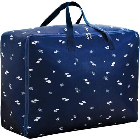 Sac de rangement en tissu oxford (motif poisson bleu marine)