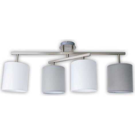 Deckenleuchte Wohnzimmerleuchte Deckenlampe 4 flammig silber E27 Textil L 82 cm