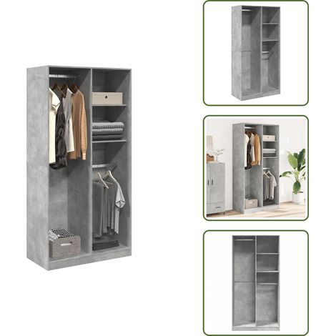 vidaXL Kleiderschrank Betongrau 100x50x200 cm Holzwerkstoff (1/5)