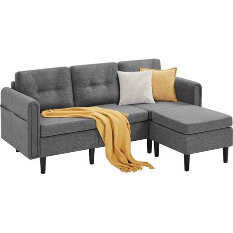 Homevive Sofá de 3 Plazas Tapizada Sofá de 189 cm Sofa Cama con Otomana Sofá de 3 Personas Capacidad de 350 KG Sofá Tapizada de Poliéster Gris (1/5)