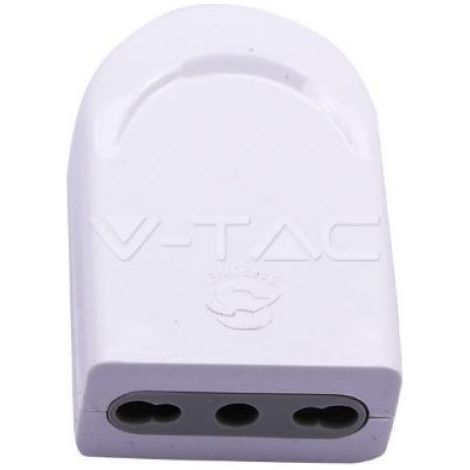V-TAC Presa Singola 10/16A 2P+T con Uscita Cavo Dritta Colore Bianco (1/6)