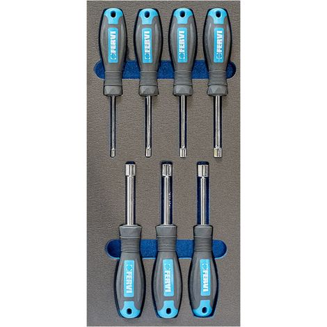 Jeu de 7 tournevis a douille 55-13 mm en thermoforme souple tm01/027 (1/2)