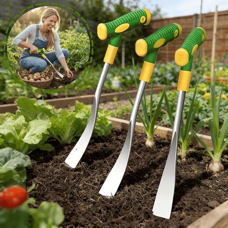 Pelle de jardinage extérieure multifonctionnelle améliorée en acier inoxydable, avec poignée ergonomique, taille extra-large pour les mauvaises herbes et l'ail (1/4)