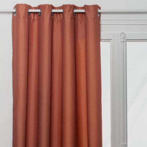 Rideau à œillets isolant doublure polaire Terracotta 140 x 260 cm - (1/4)