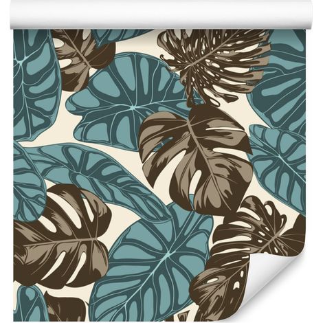 Papel pintado de acuarela con hojas tropicales para salón y dormitorio, 50x1000 cm. (1/5)
