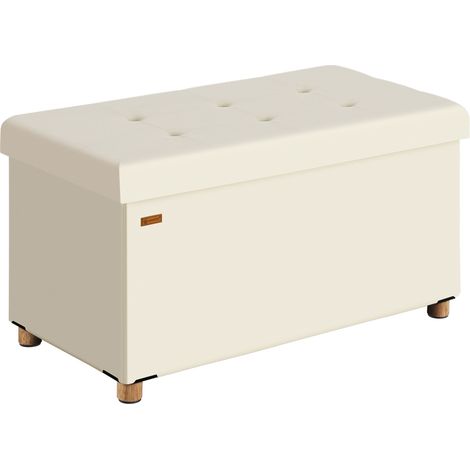 CASARIA® Sitzbank mit Stauraum Samt inkl. Boxen & Füßen Faltbar Sitzbank 300kg Belastbar 76cm Truhe Wohnzimmer Schlafzimmer Flur Truhenbank Bank  Beige M