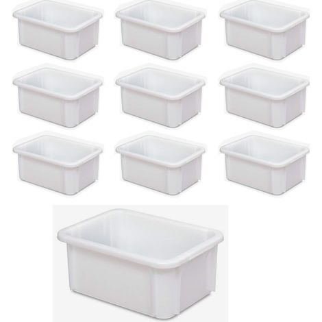 BRB Lot de 10 récipients pour charges lourdes - Dimensions : 400 x 300 x 165 mm - Capacité : 13 l - Blanc - Fond et parois fermés