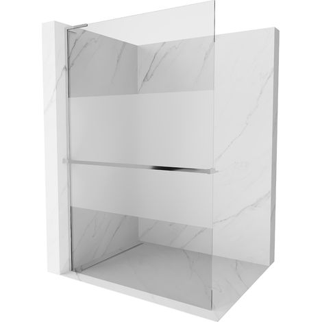 Mexen Kioto+ L paroi de douche avec étagère Walk-in 120 x 200 cm, transparent/opaque, chrome - 800-120-123-01-35 (1/5)