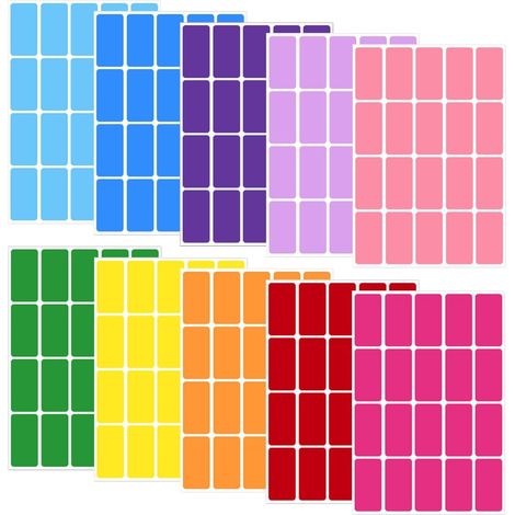 Paquete de 400 etiquetas rectangulares de colores, autoadhesivas, de 40 mm × 19 mm, para botellas, oficina, cocina, carpetas, 10 colores. (1/5)