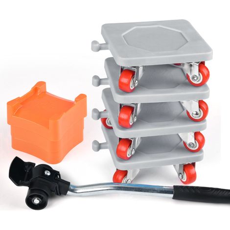 Nouvel outil de déménagement, dispositif de déménagement, ensemble de cinq pièces pour objets lourds, outil de déménagement pratique, outil de déménagement (roue universelle à 8 pièces [Gris]) (1/5)