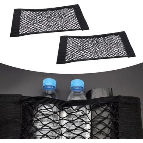 Fogfar Lot de 2 grands filets de rangement muraux universels en maille pour autocollants muraux pour coffre de voiture (noir) (1/5)