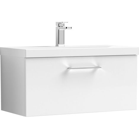 Nuie Arno Wall Hung 1-Drawer Vanity Unit with Basin-3 800mm Wide - Gloss White (1/5)