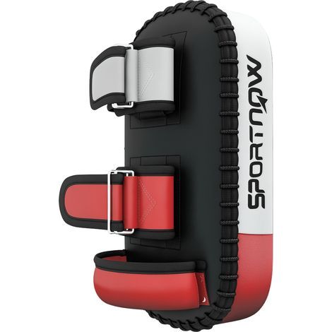 Coussin de frappe pour Muay Thaï et kickboxing, revêtement en cuir synthétique, 0,4 kg, 38 x 20 x 18 cm, noir/rouge/blanc (1/5)
