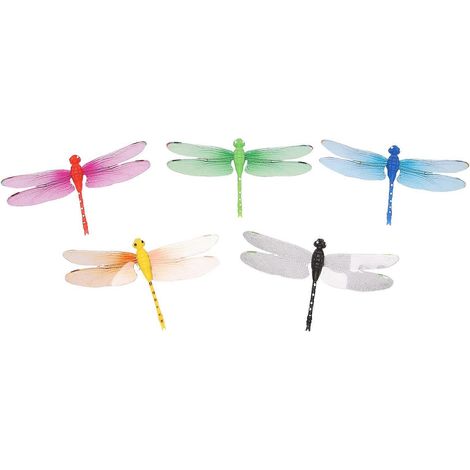 Lot de 5 aimants décoratifs libellules artificielles 3D de 8 cm pour réfrigérateur (1/5)