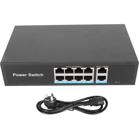 Switch Gigabit PoE 8 Ports + 2 Uplink Ethernet 48V 1000Mbps, Répartiteur Réseau, Prise AU 110V‑220V (1/5)