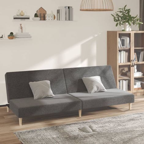 Schlafsofa 2-Sitzer Hellgrau Stoff
