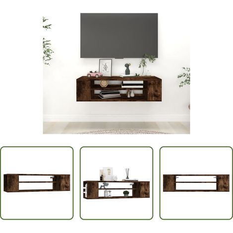 Wandregal - TV-Wandschrank Räuchereiche 100x30x26,5 cm Holzwerkstoff (1/5)