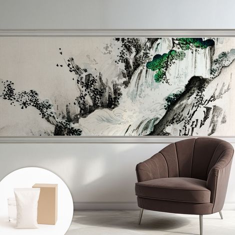 Papier peint intissé décoratif avec motifs pour salon et chambre a motif - Colle incluse gratuite Cascade naturelle 250x104 cm (1/5)
