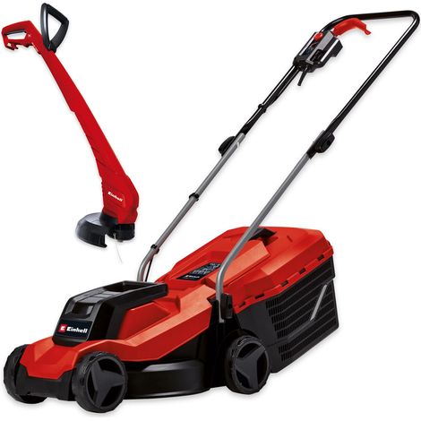 Einhell 32cm Electric Lawnmower 1000W 10m Lead 30L Box + Corded Garden Strimmer (1/5)