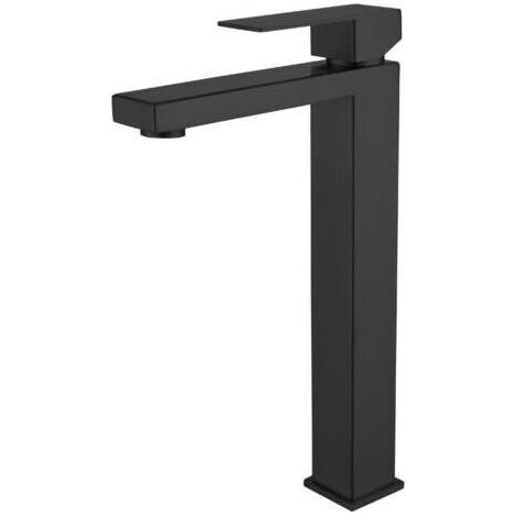 Robinet de lavabo noir Extra haut, mitigeur de salle de bains à levier unique en acier inoxydable pour lavabo surélevé