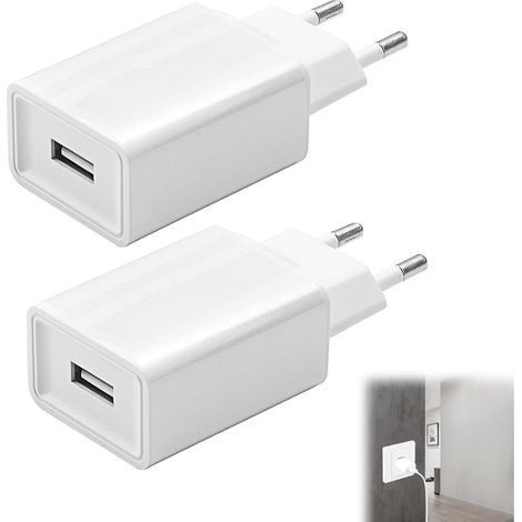 Chargeur 5V 2A, 2 Pack Chargeur USB Secteur Adaptateur, Prise USB C Compatible avec Lecteur eBook/Jouet/Écouteurs/LED Lights/Monitoring/Teléfonos Móviles (1/5)