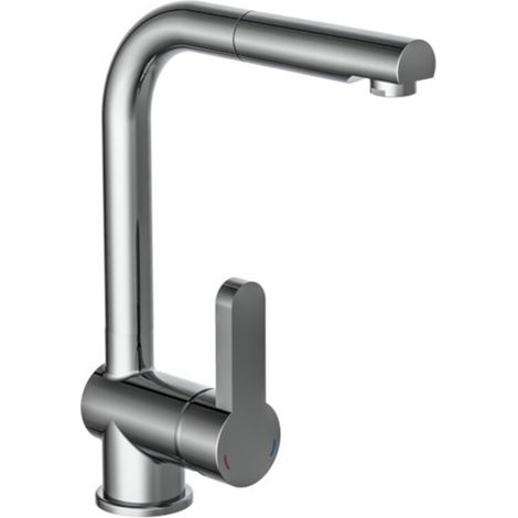 SCHÜTTE Wasserhahn Niederdruck Küche Einhebelmischer Küchenarmatur Spültischarmatur Mischbatterie Spülbecken Herausziehbarer Auslauf L-Form 79719 (1/5)
