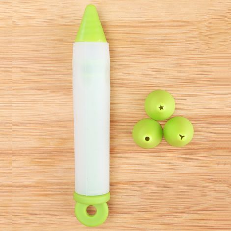Stylo à Pipe en Silicone Vert Multifonction 4 Douilles Stylo Décorateur de Gâteaux Outil Pâtisserie pour Cupcakes Biscuits et Gâteaux D’Anniversaire (1/5)