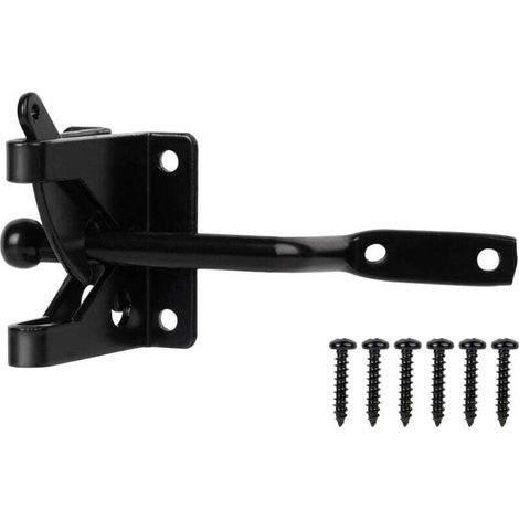 Serrure de porte, pêne autobloquant, pour clôtures en bois, jardins, abris de jardin, noir (116 mm) (1/4)