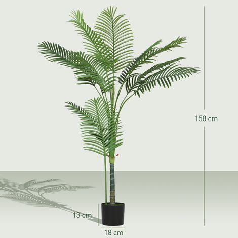 Palmier d'intérieur artificiel Areca de 150 cm de haut (avec pot), idéal pour la décoration de la maison ou du bureau. (1/5)