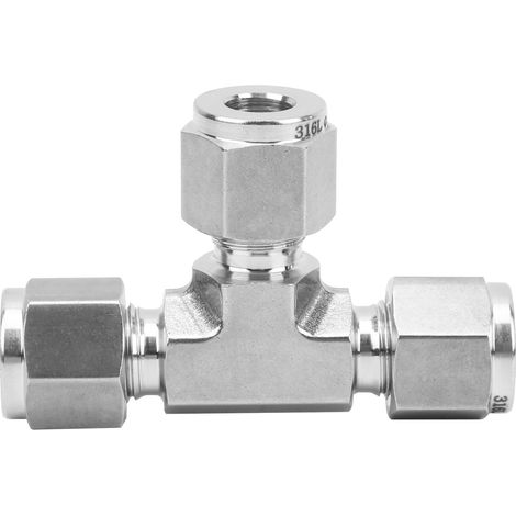 Raccord té égal à compression en acier inoxydable 316 forgé, diamètre 8mm, modèle SS-600-3Ф8 (1/5)