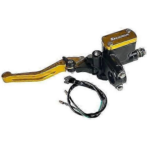 Maître-cylindre de frein/embrayage hydraulique universel à piston de 14 mm pour motos Honda, Yamaha, Kawasaki et Suzuki (kit d'entretien des freins pour véhicules) (doré, à gauche) (1/5)