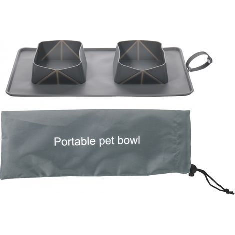 Plateau pliable en silicone pour aliments pour animaux, gamelle pour chien et chat, double conception anti-basculement avec distributeur d'eau intégré.-AquaForge (1/5)