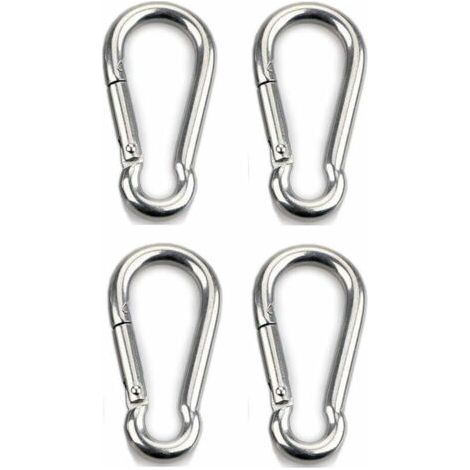 Mousqueton à fixation 4 pièces pour usage intensif, sports, chiens de verrouillage, hamac à balançoire, acier inoxydable 304, épaisseur 8 mm (1/3)