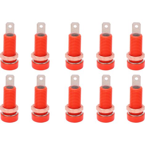 Lot de 10 fiches banane 4mm à visser, connecteur bornier de panneau pour instrument électronique rouge (1/5)