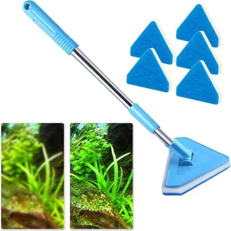 Cepillo de limpieza para acuarios, ajustable de 55 a 95 cm, 5 cabezales, removedor de algas/herramienta limpiadora de cristales. (1/5)