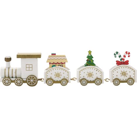 Train En Bois - Décoration De Noël Pour Arbre - Peinture Écologique - Jouet Éducatif Pour Enfant - Lot De 1 (1/5)