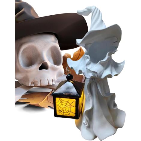 Hexen Dekoration gruselige Hexe Halloween Statue mit Licht