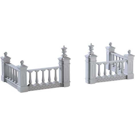 Cancelletti decorati bianchi villaggio di Natale in plastica set di 4 pezzi (1/3)