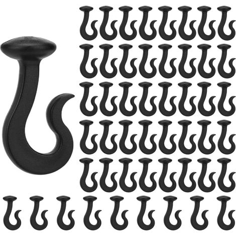 50pcs Crochets pour Rideaux Gazebo, Crochets Rail de Rideau d'Extérieur en Plastique Durable Accessoires Pratiques pour Gazebo Adaptés aux Auvents Extérieurs Maison et Hôtels (Noir) (1/5)