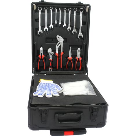 Coffret à outils roulant de 899 pièces avec 4 tiroirs, boîte de rangement noire pour la maison, l’atelier et le jardin, CHICFURN (1/5)