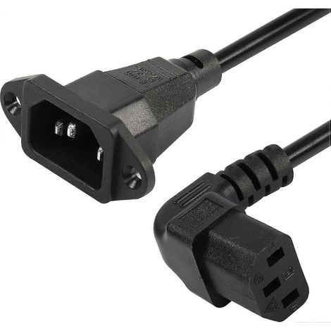 Câble d'extension d'alimentation pour PDU, montage sur panneau, connecteur C14 vers C13 coudé à 90°, câble d'alimentation 3 broches IEC 320 C14 mâle vers C13 femelle coudée pour moniteurs, ordinateurs (1/5)