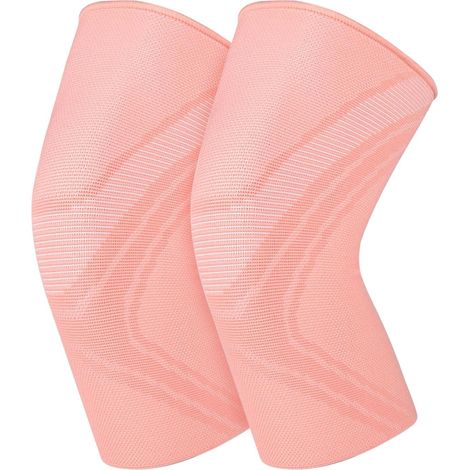 Ginocchiere unisex, set da 2, traspiranti, antiscivolo e con un buon supporto articolare, ideali per alleviare il dolore e fitness, taglia XL, colore rosa. (1/5)