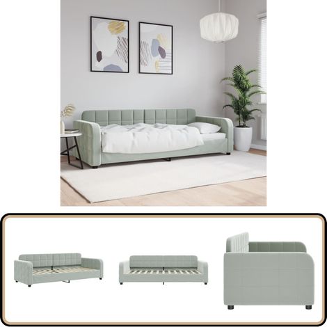 Lit de repos sans matelas gris clair 80x200 cm velours - Canapé Convertible - Lit Invité - Meuble Multifonctionnel - Lit Deux Places - Design Moderne