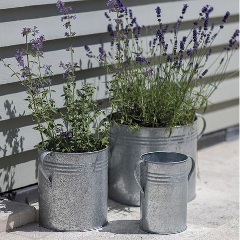 Garden Trading Set Of 3 Galvanised Steel Garden Planters Flower Pots PLGA01