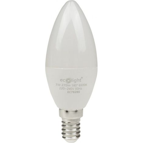 Ampoule LED sans scintillement bougie E14 3W 6500K 270lm Ecolight (1/5)