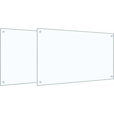 Kitchen Backsplash 2 pcs Transparent 100 x 60 cm Tempered Glass vidaXL