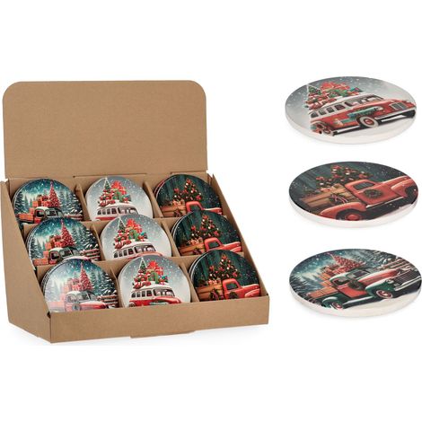 Bizzotto Sottobicchiere di Natale Gwen Pickup Ass. D 10,8 Cm Ceramica Multicolor 1 Pz